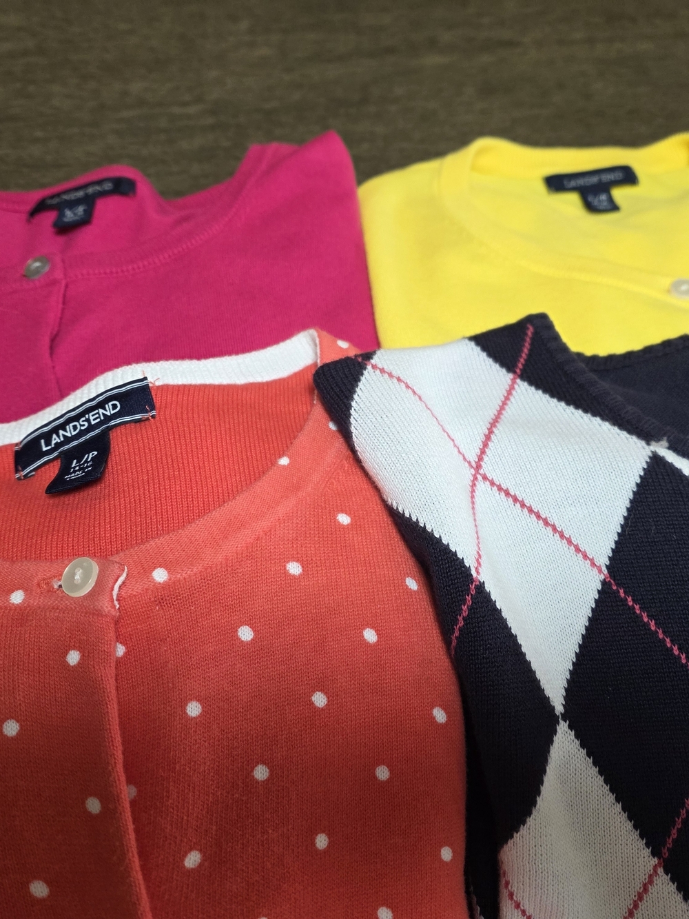 Lot Of 4 Ladies Lands' End Cardigan Sweaters Size Large Petite